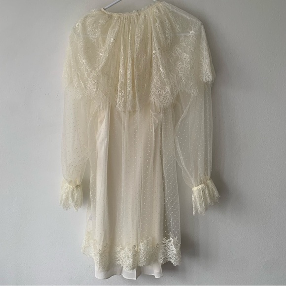 NWT Doen Lilith Lace Tulle Ruffle Collar Long Sleeve Mini Dress Crème de Lune - Picture 11 of 16